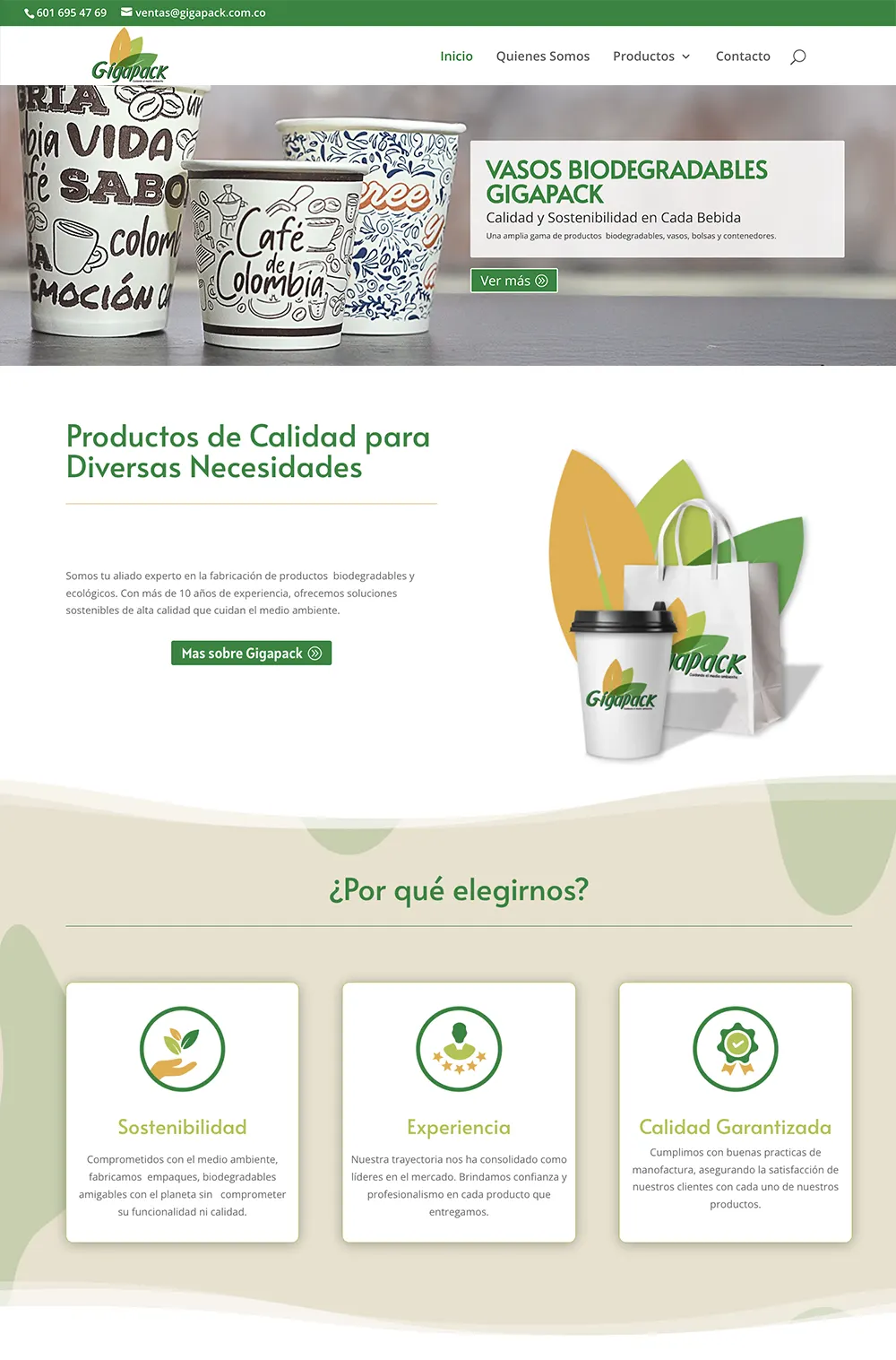 diseño de paginas para vasos y empaques