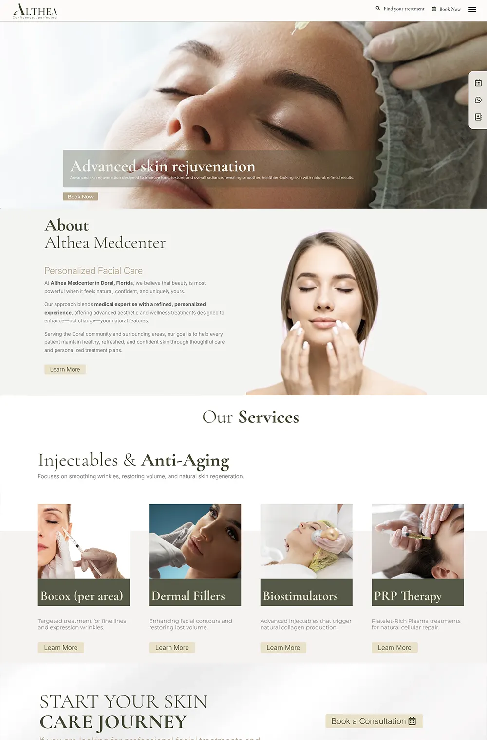 diseño de sitio web de clinica de estetica en Miami